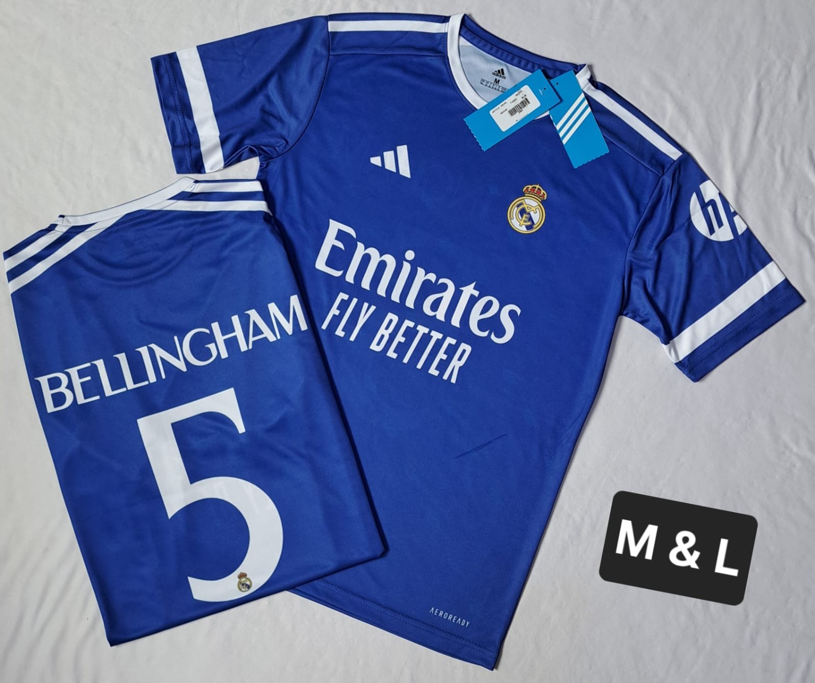 REAL MADRID BELINGHAM 5 ROYAL BLUE T SHIRT
