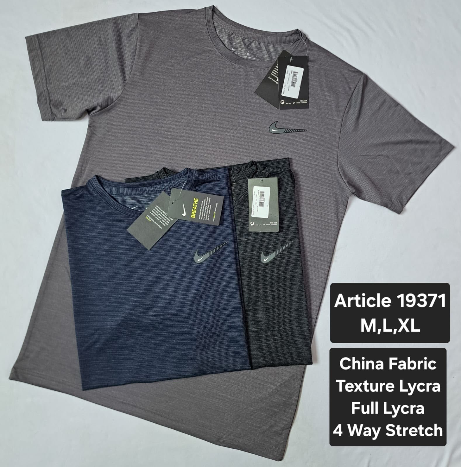 DRIFIT T-SHIRT CHINA FABRIC TEXTURE LYCRA 4WAY STRETCHABLE ARTICLE #19371