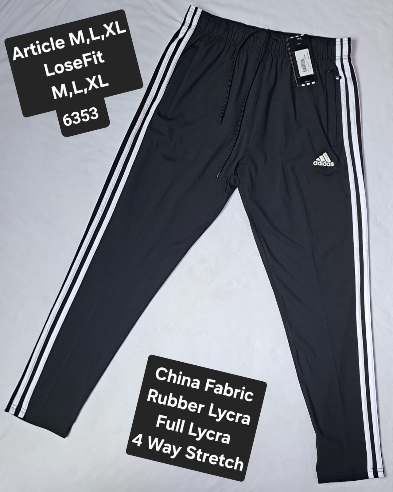 Article 6353 RUBBER LYCRA Lose Fit Dark Black image 2