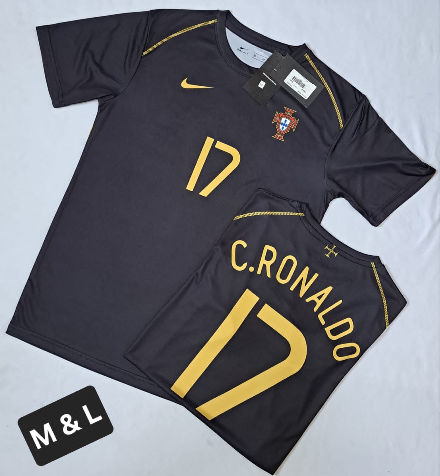 PORTUGAL RETRO BLACK RONALDO 17 image 2